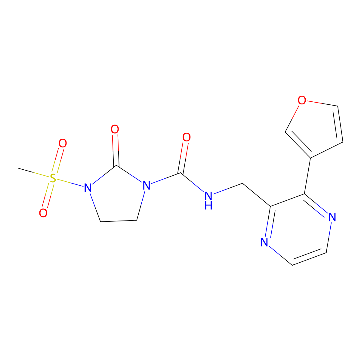 N-((3-(furan-3-yl)pyrazin-2-yl)methyl)-3-(methylsulfonyl)-2-oxoimidazolidine-1-carboxamide molecular structure, CAS 2034501-20-5