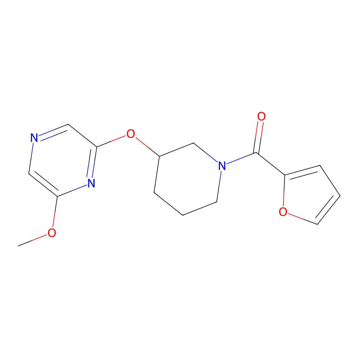 Furan-2-yl(3-((6-methoxypyrazin-2-yl)oxy)piperidin-1-yl)methanone molecular structure, CAS 2034501-22-7