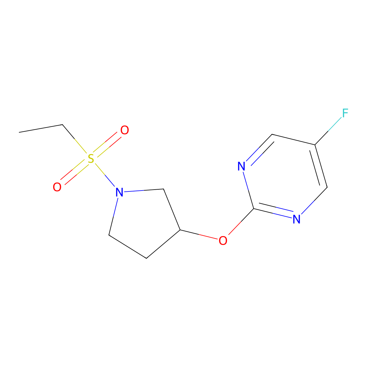 2-((1-(Ethylsulfonyl)pyrrolidin-3-yl)oxy)-5-fluoropyrimidine molecular structure, CAS 2034501-33-0