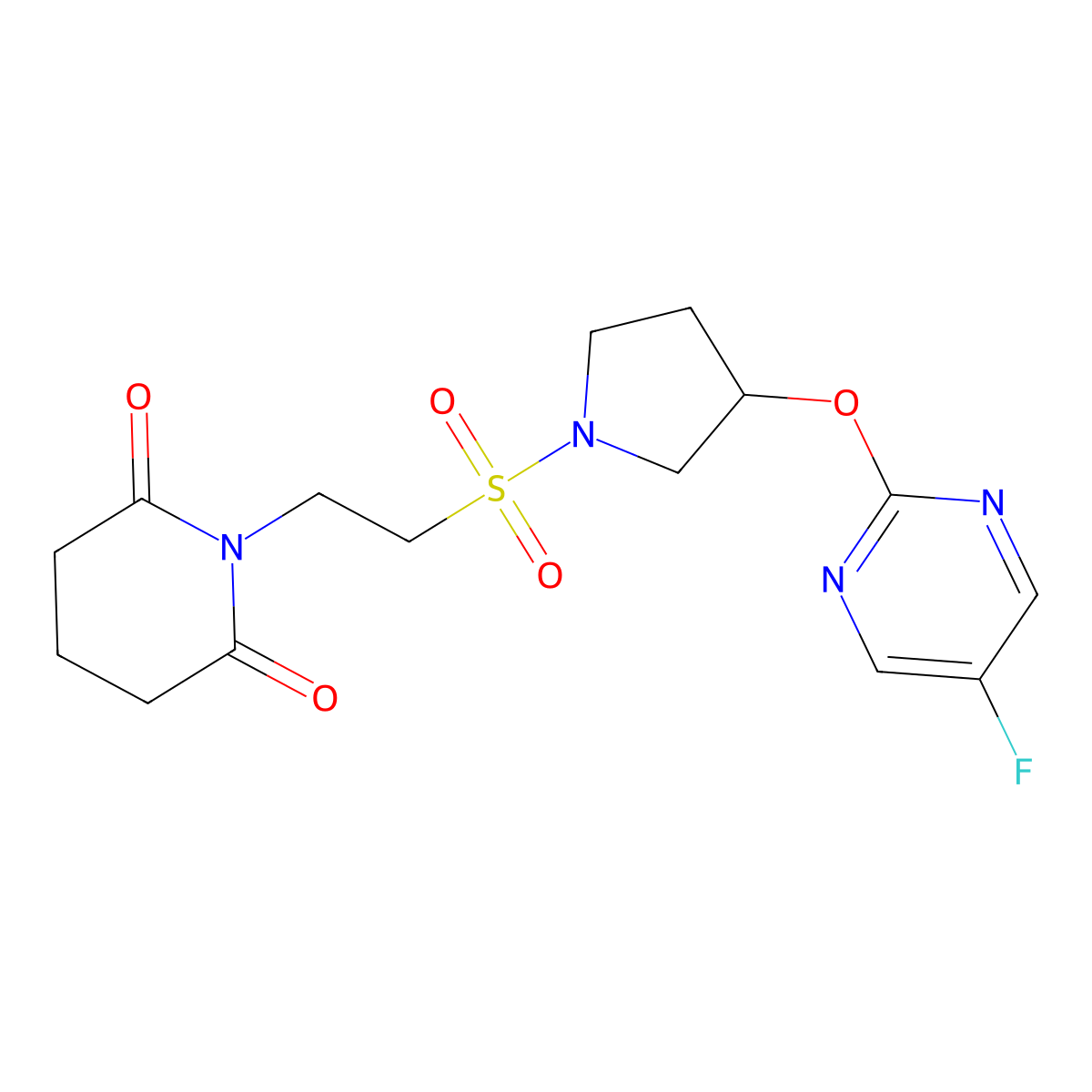 1-(2-((3-((5-Fluoropyrimidin-2-yl)oxy)pyrrolidin-1-yl)sulfonyl)ethyl)piperidine-2,6-dione molecular structure, CAS 2034501-37-4