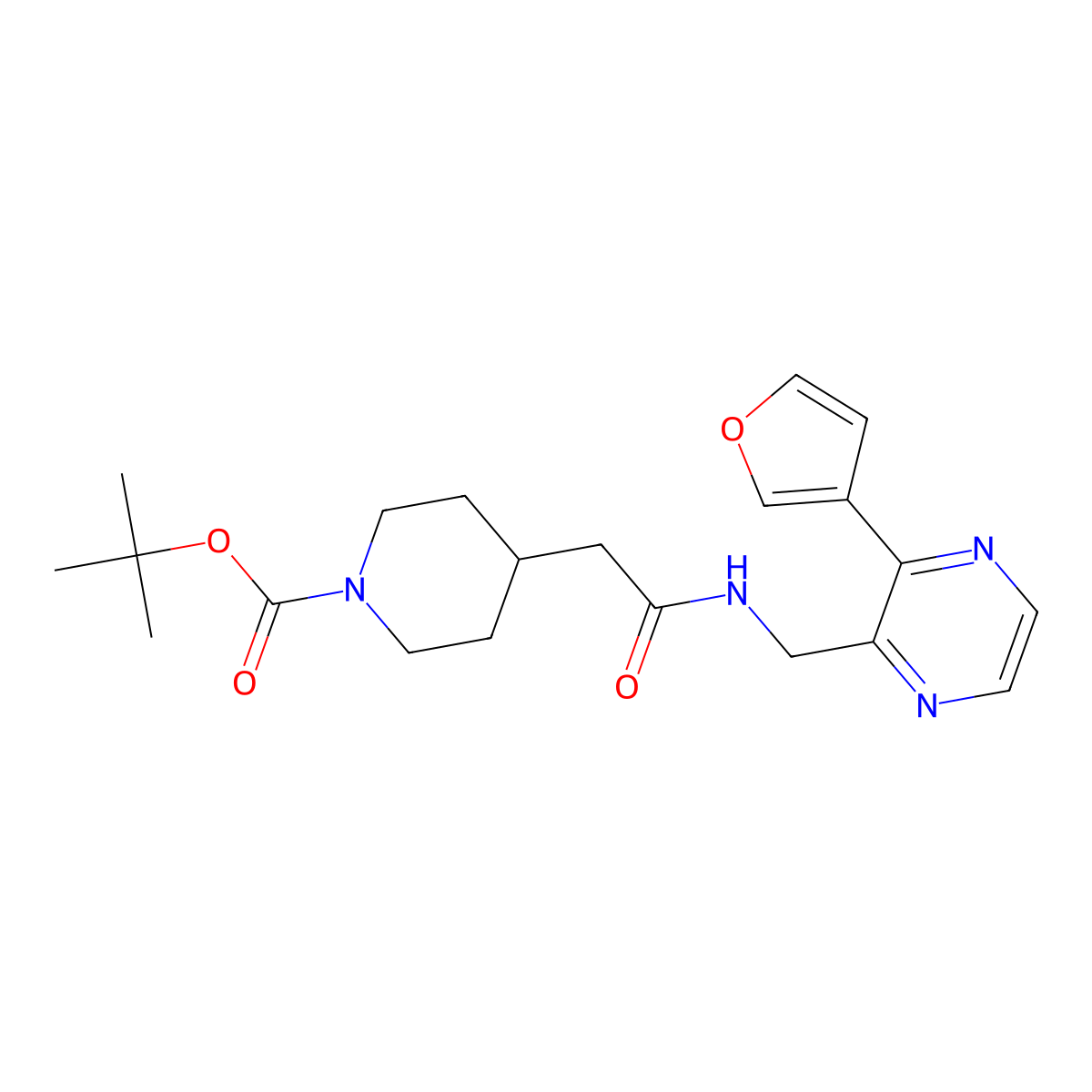 Tert-butyl 4-[({[3-(furan-3-yl)pyrazin-2-yl]methyl}carbamoyl)methyl]piperidine-1-carboxylate molecular structure, CAS 2034501-40-9