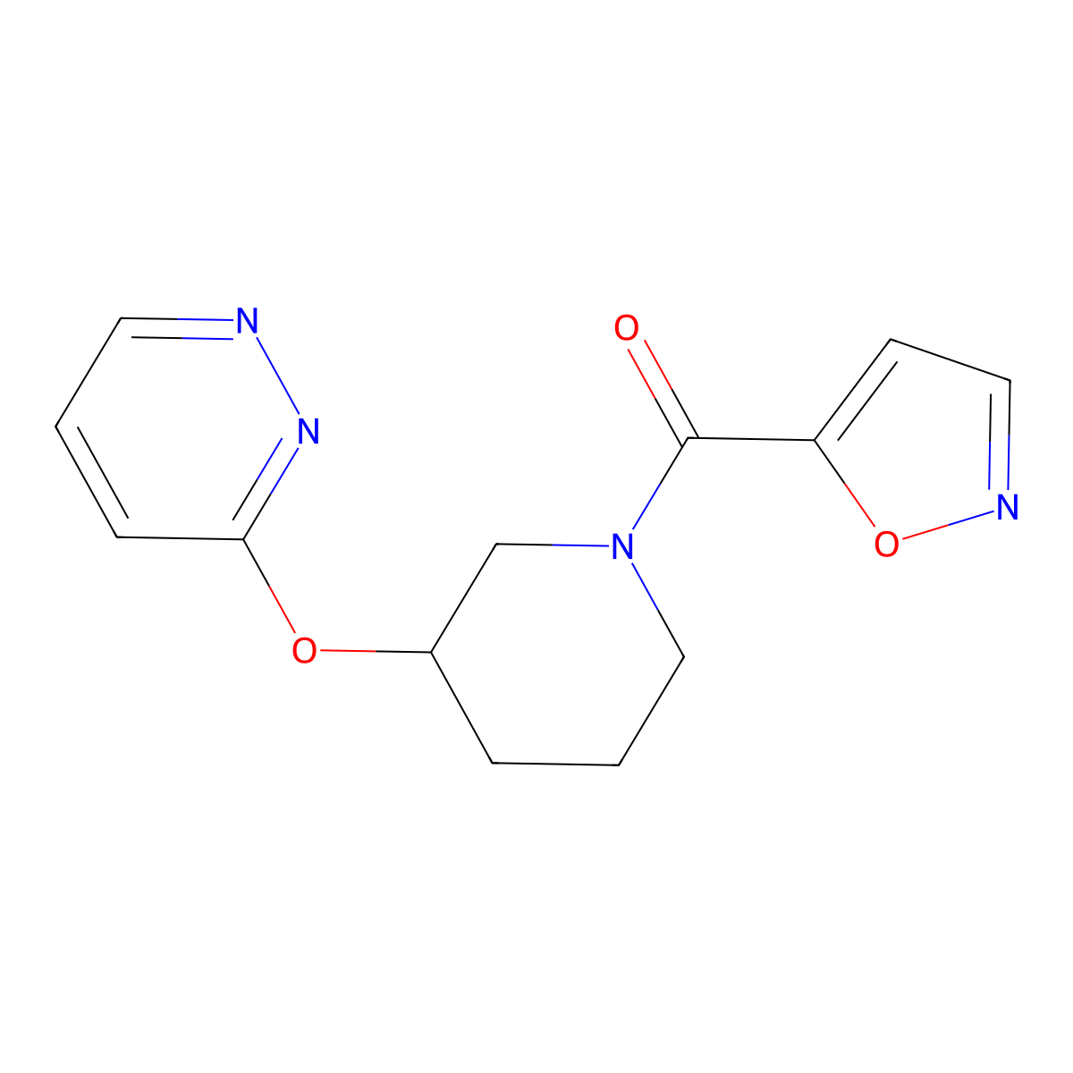 Isoxazol-5-yl(3-(pyridazin-3-yloxy)piperidin-1-yl)methanone molecular structure, CAS 2034501-45-4