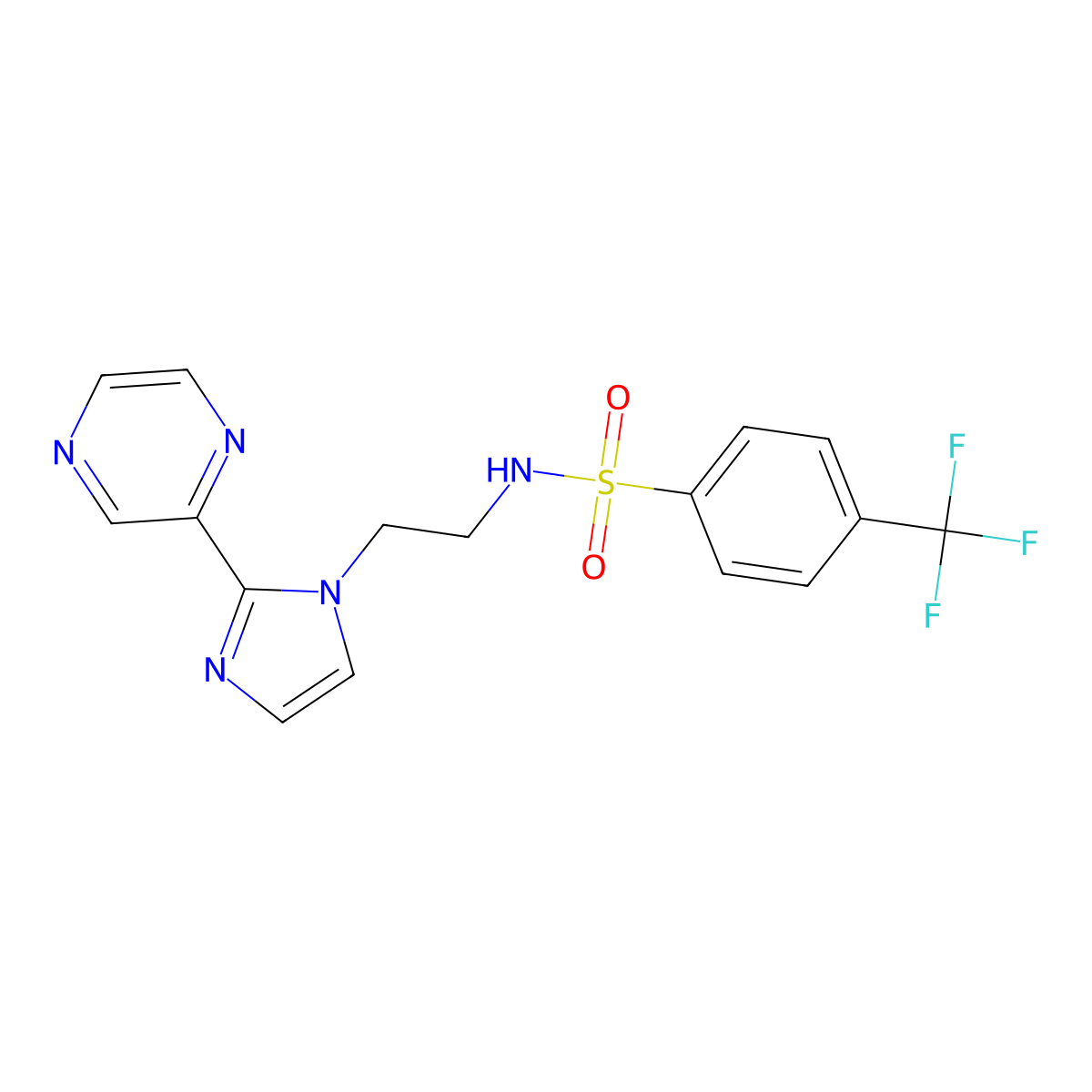 N-(2-(2-(pyrazin-2-yl)-1H-imidazol-1-yl)ethyl)-4-(trifluoromethyl)benzenesulfonamide molecular structure, CAS 2034501-46-5