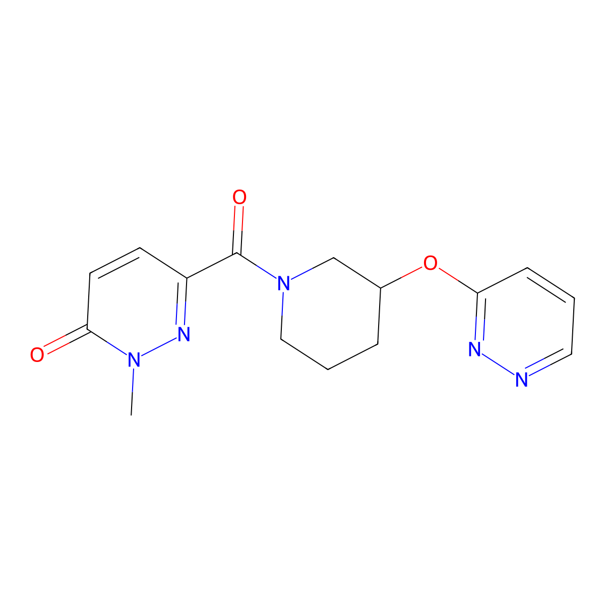 2-methyl-6-(3-(pyridazin-3-yloxy)piperidine-1-carbonyl)pyridazin-3(2H)-one molecular structure, CAS 2034501-52-3