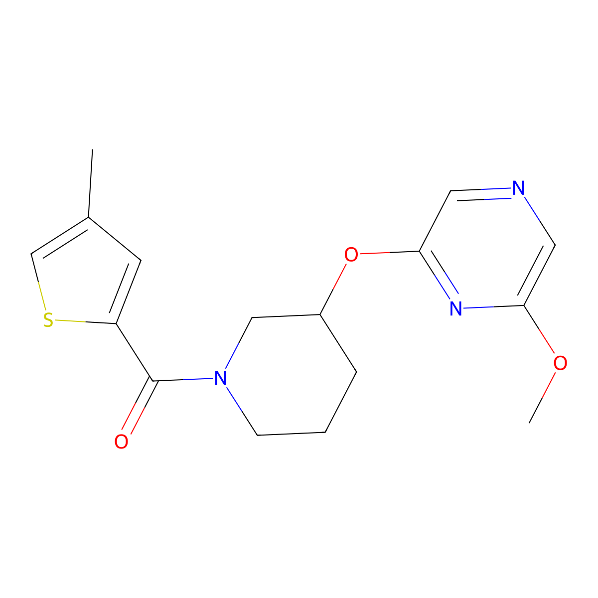 (3-((6-Methoxypyrazin-2-yl)oxy)piperidin-1-yl)(4-methylthiophen-2-yl)methanone molecular structure, CAS 2034501-54-5