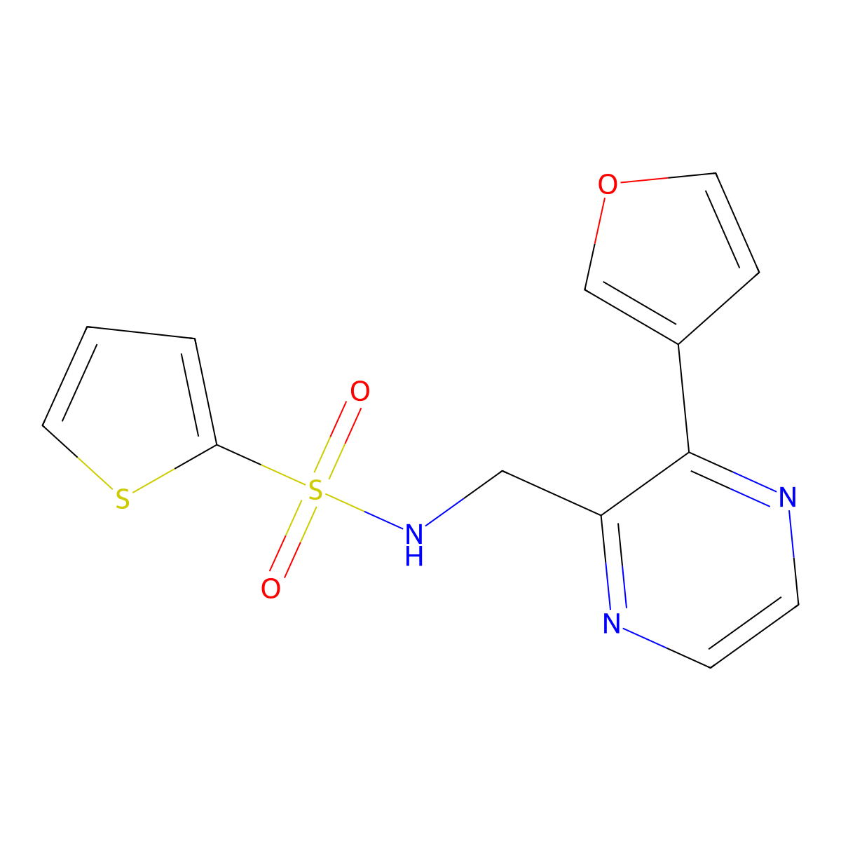 N-((3-(furan-3-yl)pyrazin-2-yl)methyl)thiophene-2-sulfonamide molecular structure, CAS 2034501-56-7