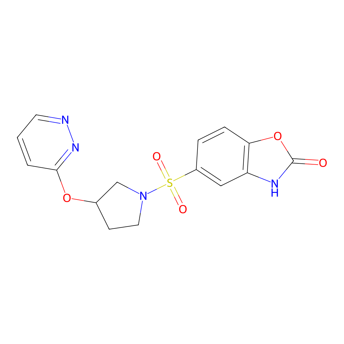 5-((3-(pyridazin-3-yloxy)pyrrolidin-1-yl)sulfonyl)benzo[d]oxazol-2(3H)-one molecular structure, CAS 2034501-57-8