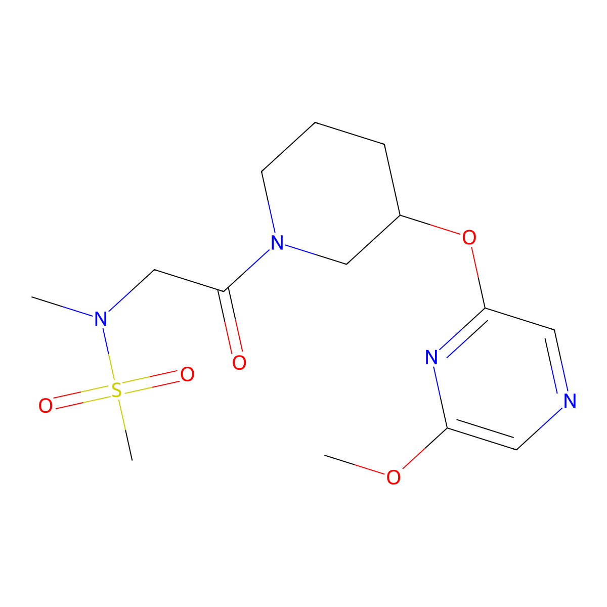 N-(2-{3-[(6-methoxypyrazin-2-yl)oxy]piperidin-1-yl}-2-oxoethyl)-N-methylmethanesulfonamide molecular structure, CAS 2034501-60-3