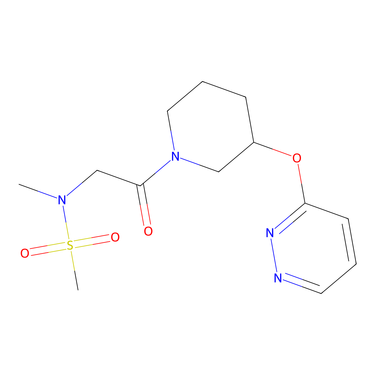 N-methyl-N-(2-oxo-2-(3-(pyridazin-3-yloxy)piperidin-1-yl)ethyl)methanesulfonamide molecular structure, CAS 2034501-61-4