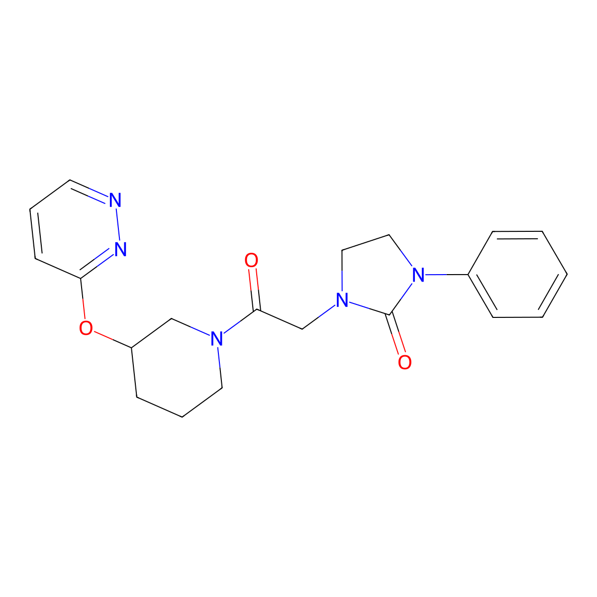 1-{2-Oxo-2-[3-(pyridazin-3-yloxy)piperidin-1-yl]ethyl}-3-phenylimidazolidin-2-one molecular structure, CAS 2034501-67-0