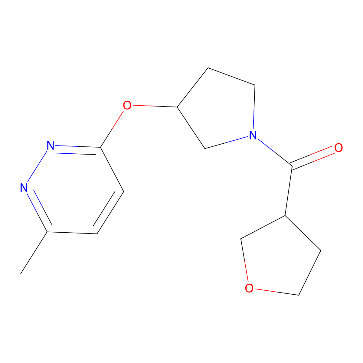 (3-((6-Methylpyridazin-3-yl)oxy)pyrrolidin-1-yl)(tetrahydrofuran-3-yl)methanone molecular structure, CAS 2034501-69-2