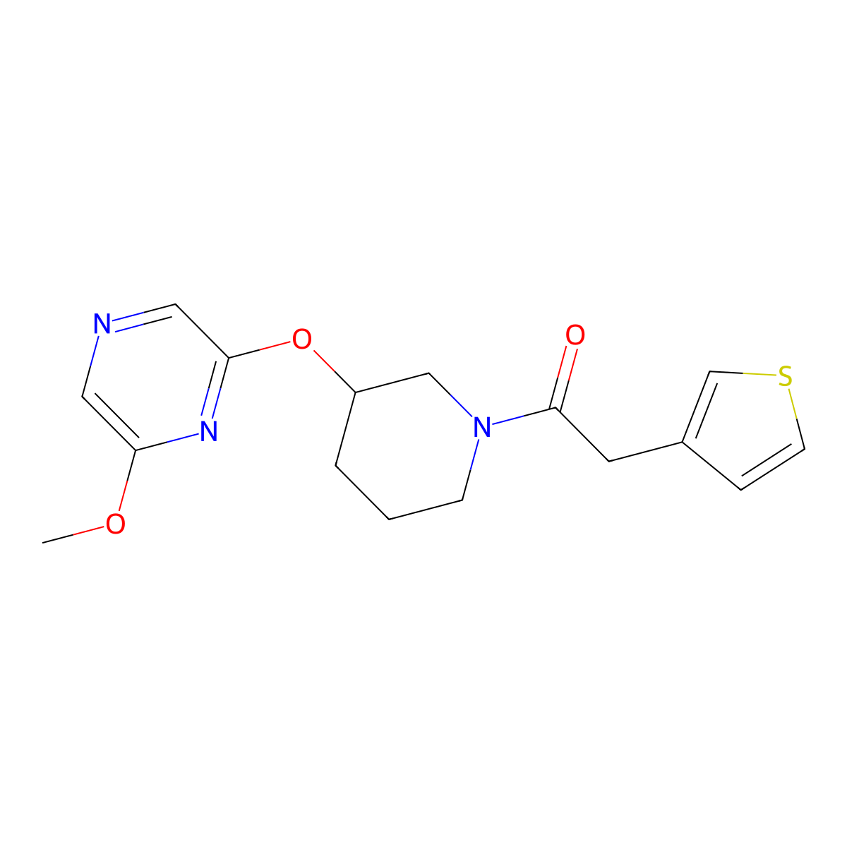 1-(3-((6-Methoxypyrazin-2-yl)oxy)piperidin-1-yl)-2-(thiophen-3-yl)ethanone molecular structure, CAS 2034501-73-8