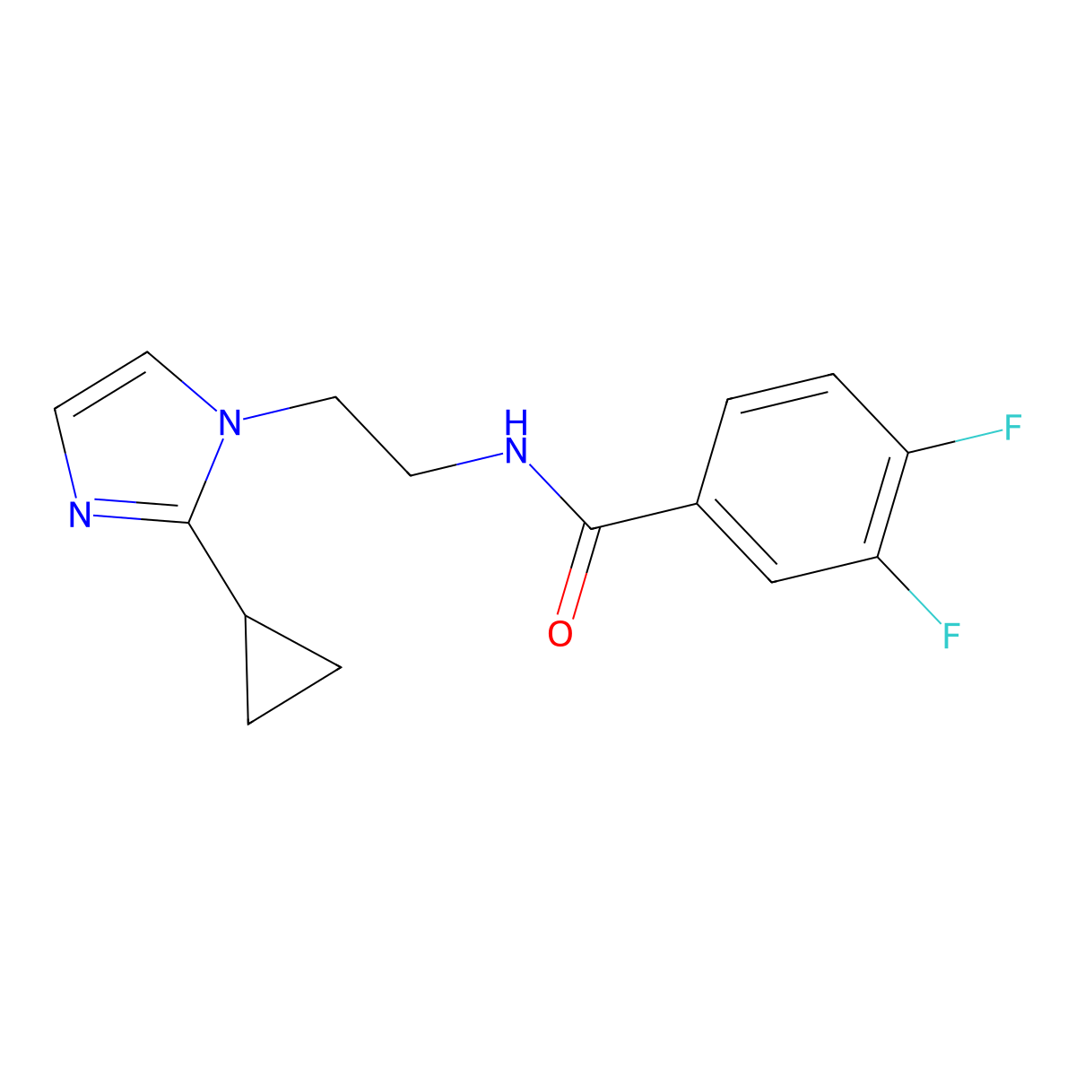 N-(2-(2-cyclopropyl-1H-imidazol-1-yl)ethyl)-3,4-difluorobenzamide molecular structure, CAS 2034501-74-9