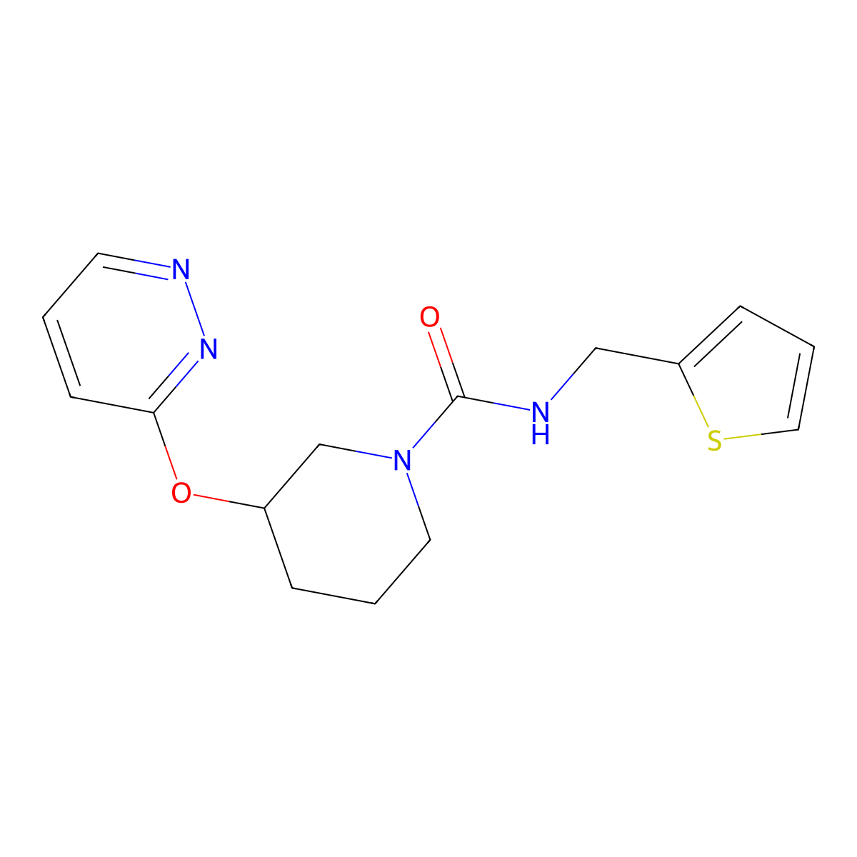 3-(pyridazin-3-yloxy)-N-(thiophen-2-ylmethyl)piperidine-1-carboxamide molecular structure, CAS 2034501-76-1