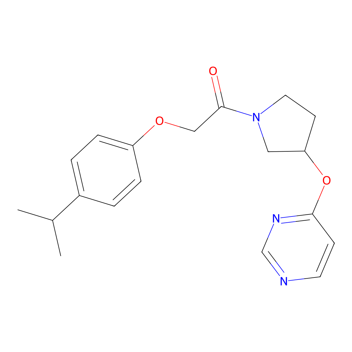 2-(4-Isopropylphenoxy)-1-(3-(pyrimidin-4-yloxy)pyrrolidin-1-yl)ethanone molecular structure, CAS 2034501-83-0