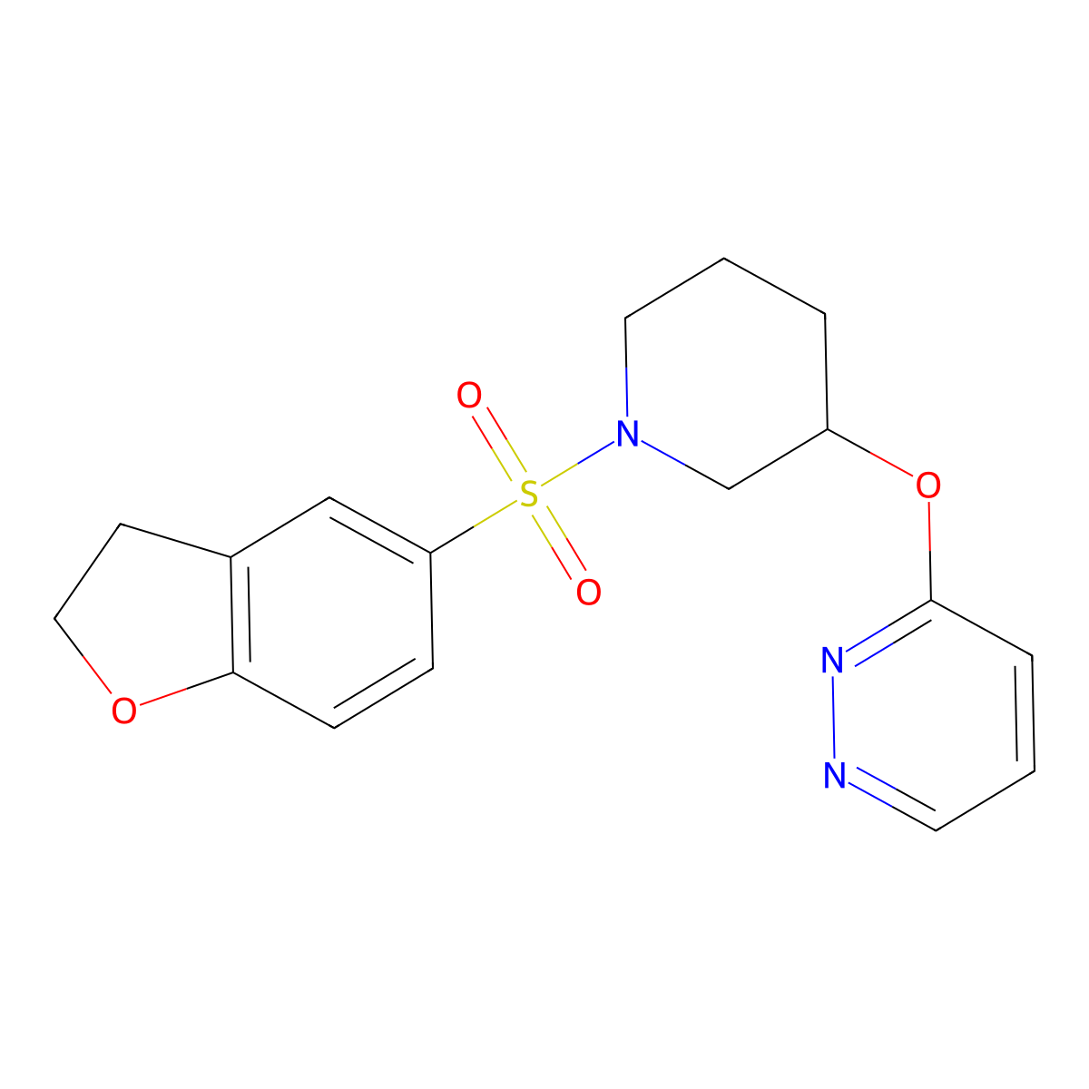 3-((1-((2,3-Dihydrobenzofuran-5-yl)sulfonyl)piperidin-3-yl)oxy)pyridazine molecular structure, CAS 2034501-84-1