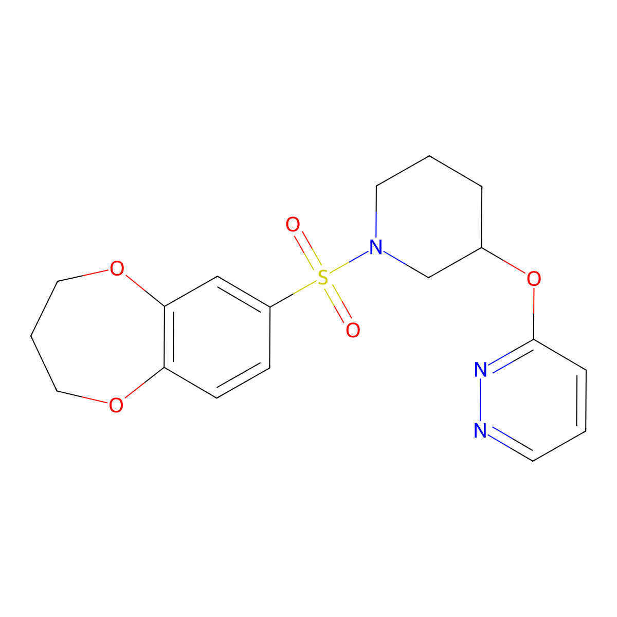 3-((1-((3,4-dihydro-2H-benzo[b][1,4]dioxepin-7-yl)sulfonyl)piperidin-3-yl)oxy)pyridazine molecular structure, CAS 2034501-91-0