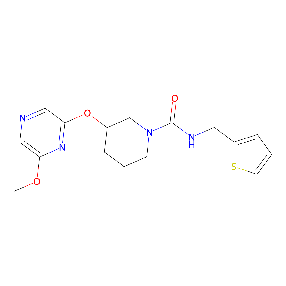 3-((6-methoxypyrazin-2-yl)oxy)-N-(thiophen-2-ylmethyl)piperidine-1-carboxamide molecular structure, CAS 2034501-96-5