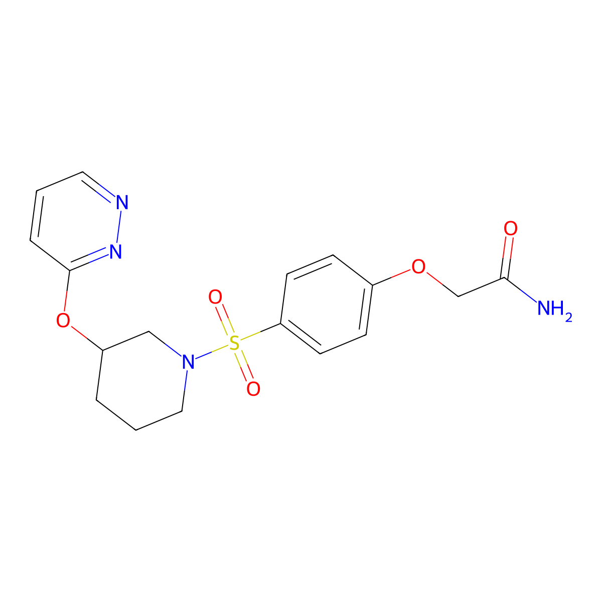 2-(4-{[3-(Pyridazin-3-yloxy)piperidin-1-yl]sulfonyl}phenoxy)acetamide molecular structure, CAS 2034501-97-6