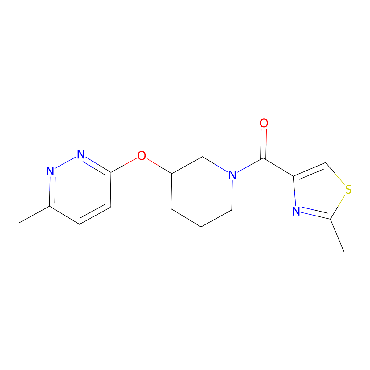 (3-((6-Methylpyridazin-3-yl)oxy)piperidin-1-yl)(2-methylthiazol-4-yl)methanone molecular structure, CAS 2034502-01-5