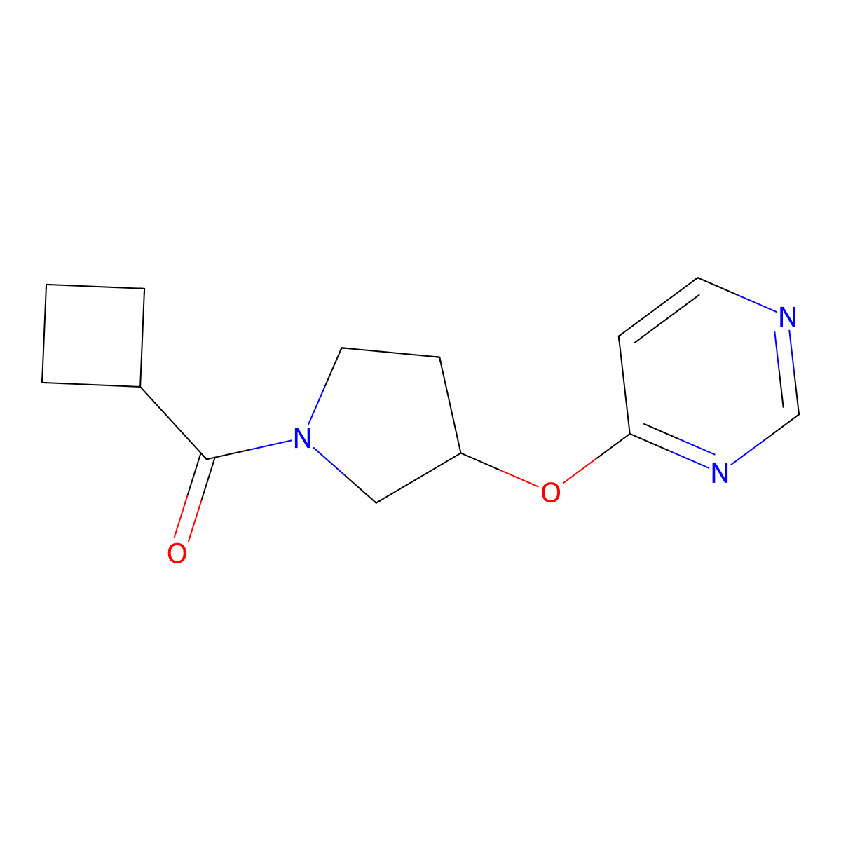 Cyclobutyl(3-(pyrimidin-4-yloxy)pyrrolidin-1-yl)methanone molecular structure, CAS 2034502-02-6