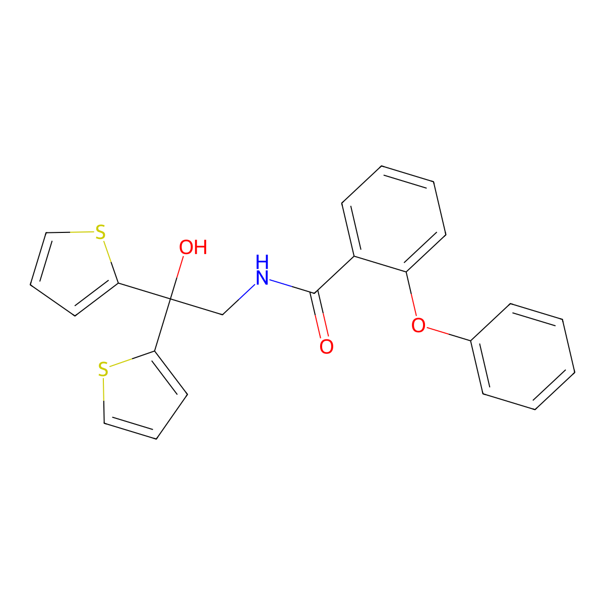 N-(2-hydroxy-2,2-di(thiophen-2-yl)ethyl)-2-phenoxybenzamide molecular structure, CAS 2034502-04-8