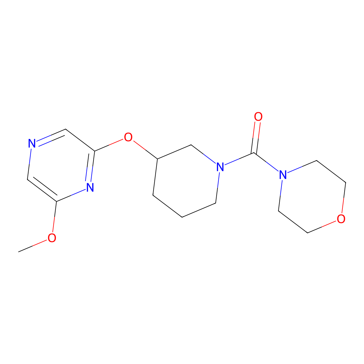 (3-((6-Methoxypyrazin-2-yl)oxy)piperidin-1-yl)(morpholino)methanone molecular structure, CAS 2034502-06-0