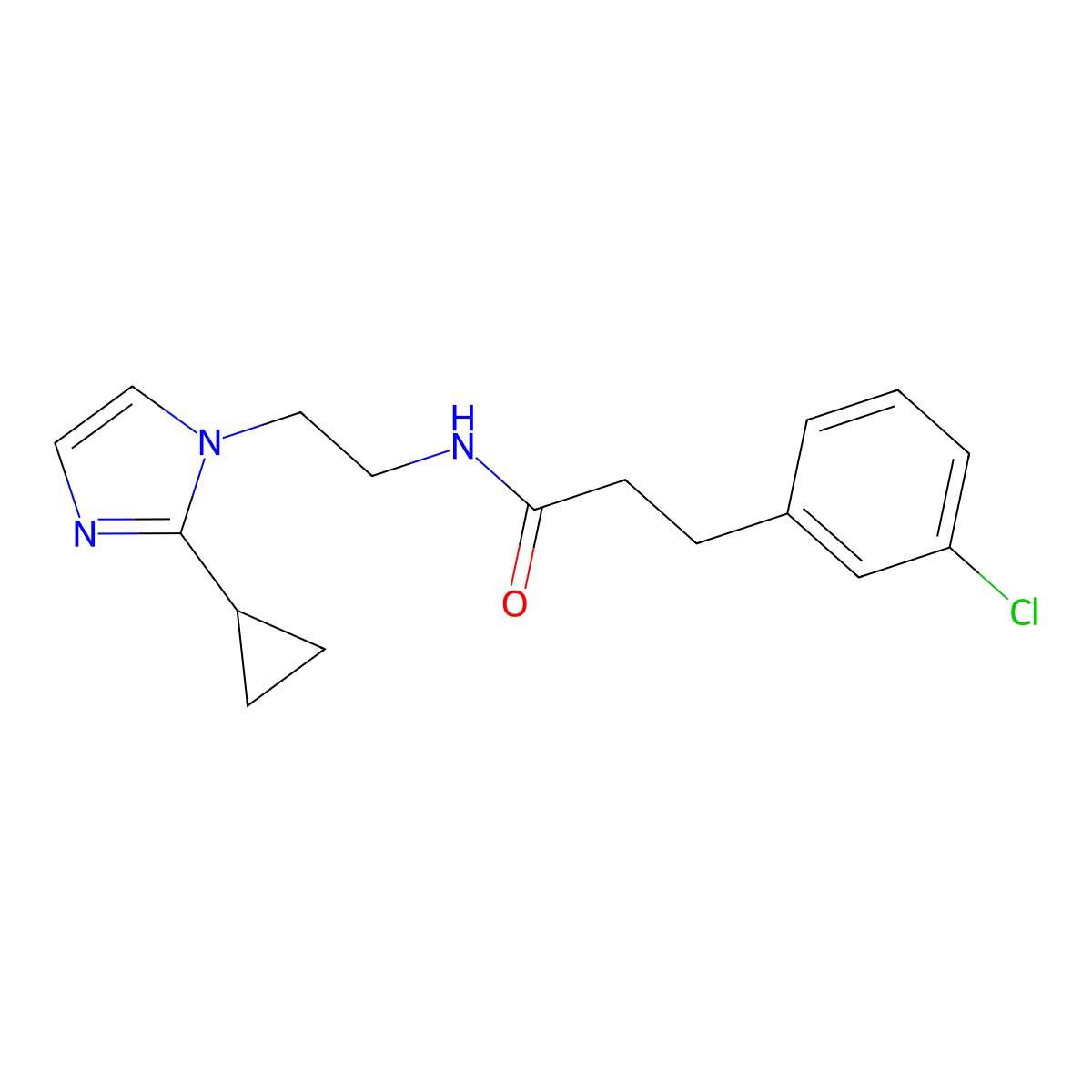 3-(3-chlorophenyl)-N-[2-(2-cyclopropyl-1H-imidazol-1-yl)ethyl]propanamide molecular structure, CAS 2034502-10-6