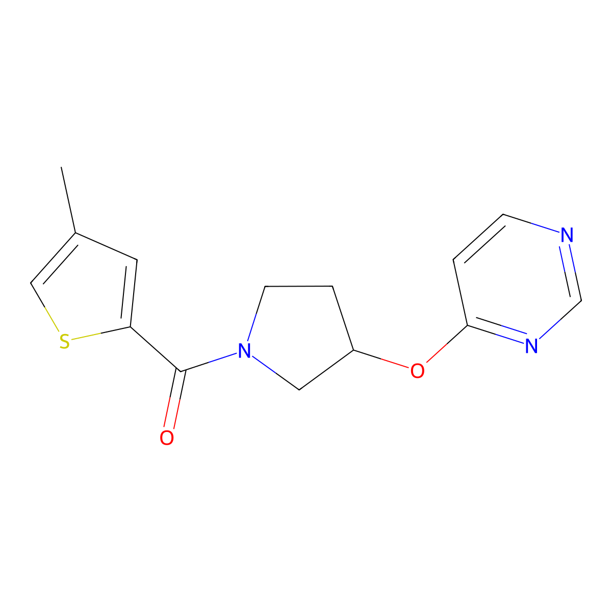 (4-Methylthiophen-2-yl)(3-(pyrimidin-4-yloxy)pyrrolidin-1-yl)methanone molecular structure, CAS 2034502-11-7