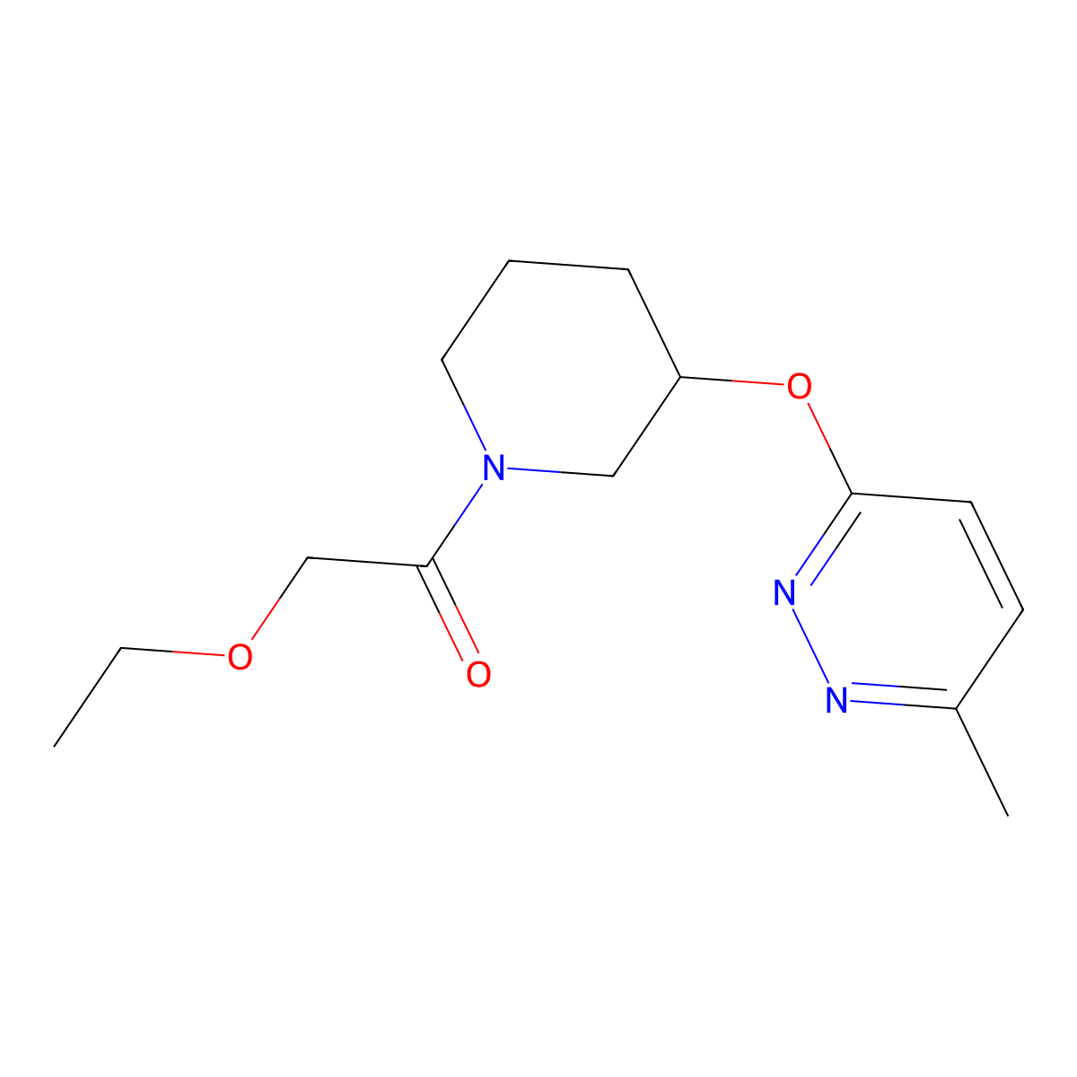 2-Ethoxy-1-(3-((6-methylpyridazin-3-yl)oxy)piperidin-1-yl)ethanone molecular structure, CAS 2034502-13-9