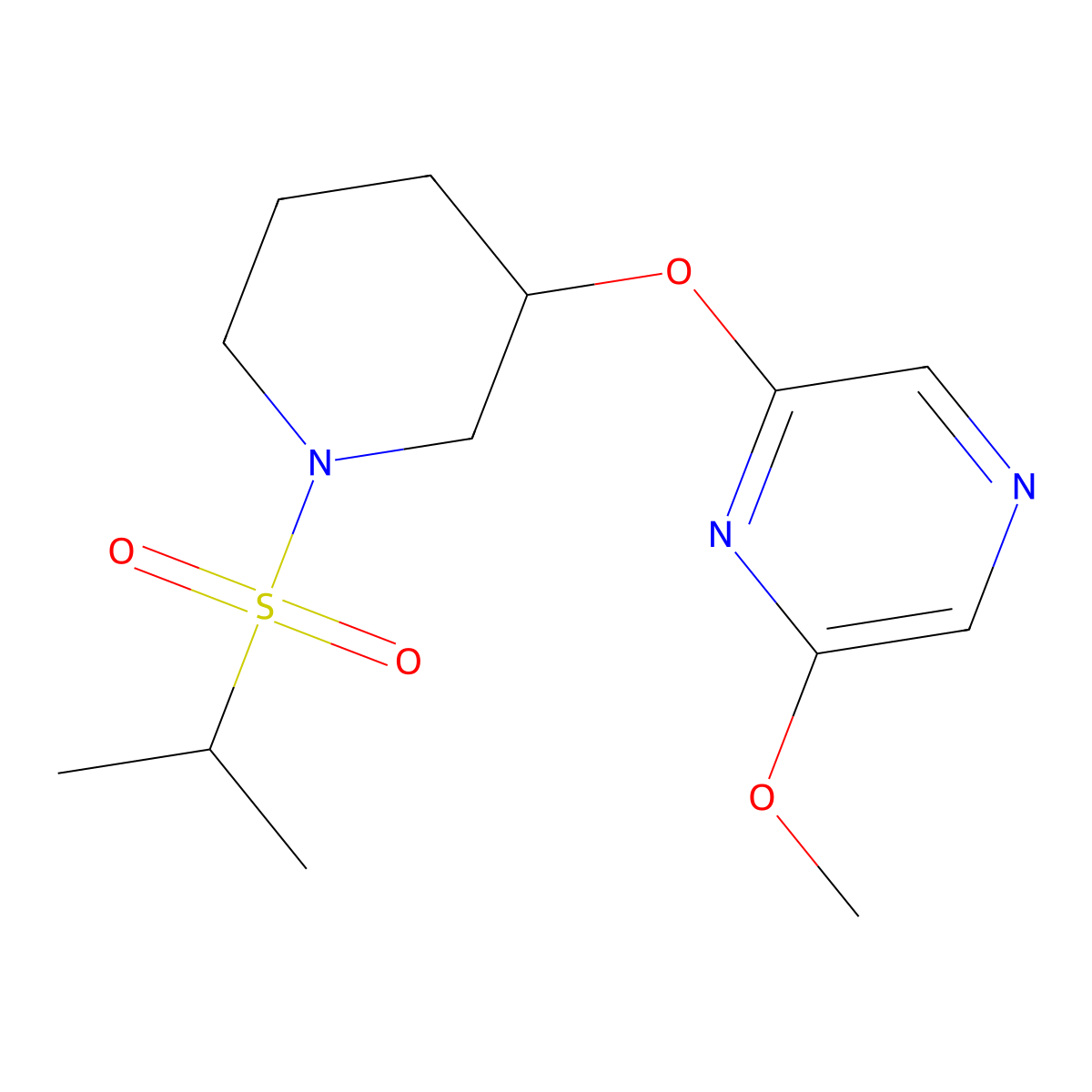 2-((1-(Isopropylsulfonyl)piperidin-3-yl)oxy)-6-methoxypyrazine molecular structure, CAS 2034502-15-1