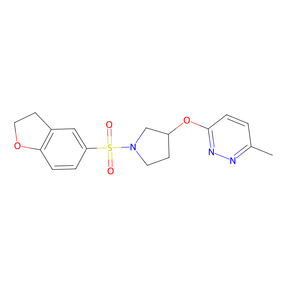 3-((1-((2,3-Dihydrobenzofuran-5-yl)sulfonyl)pyrrolidin-3-yl)oxy)-6-methylpyridazine molecular structure, CAS 2034502-24-2