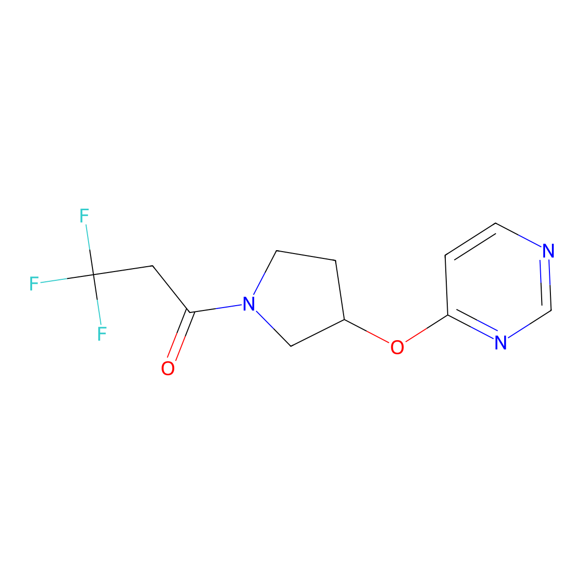 3,3,3-Trifluoro-1-[3-(pyrimidin-4-yloxy)pyrrolidin-1-yl]propan-1-one molecular structure, CAS 2034502-27-5