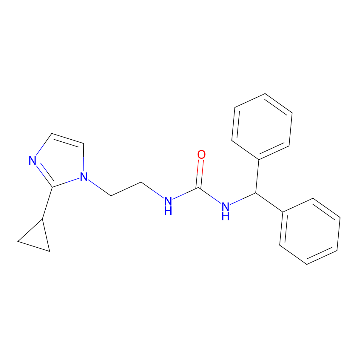 1-benzhydryl-3-(2-(2-cyclopropyl-1H-imidazol-1-yl)ethyl)urea molecular structure, CAS 2034502-29-7
