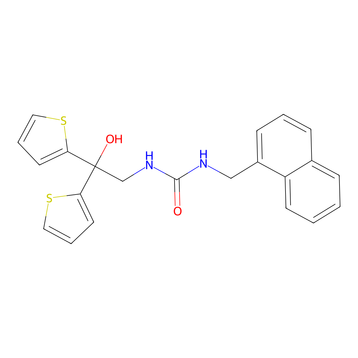 1-(2-Hydroxy-2,2-di(thiophen-2-yl)ethyl)-3-(naphthalen-1-ylmethyl)urea molecular structure, CAS 2034502-31-1