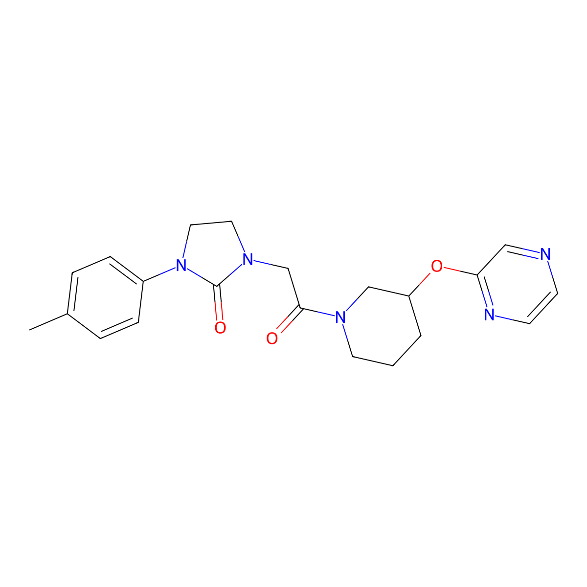 1-(2-Oxo-2-(3-(pyrazin-2-yloxy)piperidin-1-yl)ethyl)-3-(p-tolyl)imidazolidin-2-one molecular structure, CAS 2034502-33-3