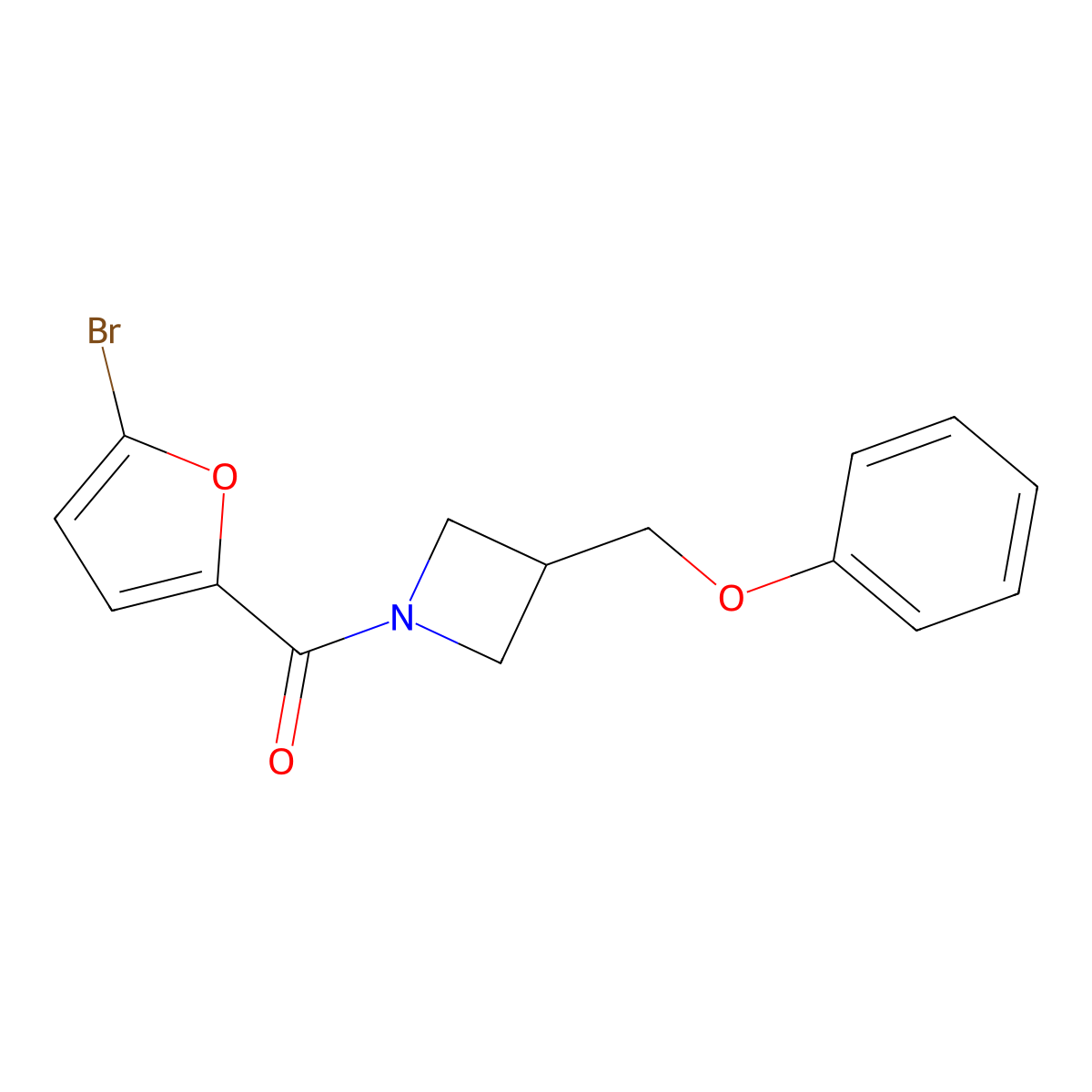 (5-Bromofuran-2-yl)(3-(phenoxymethyl)azetidin-1-yl)methanone molecular structure, CAS 2034502-38-8
