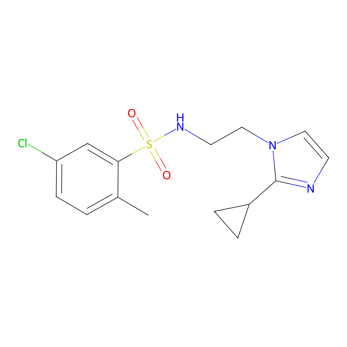 5-chloro-N-(2-(2-cyclopropyl-1H-imidazol-1-yl)ethyl)-2-methylbenzenesulfonamide molecular structure, CAS 2034502-41-3
