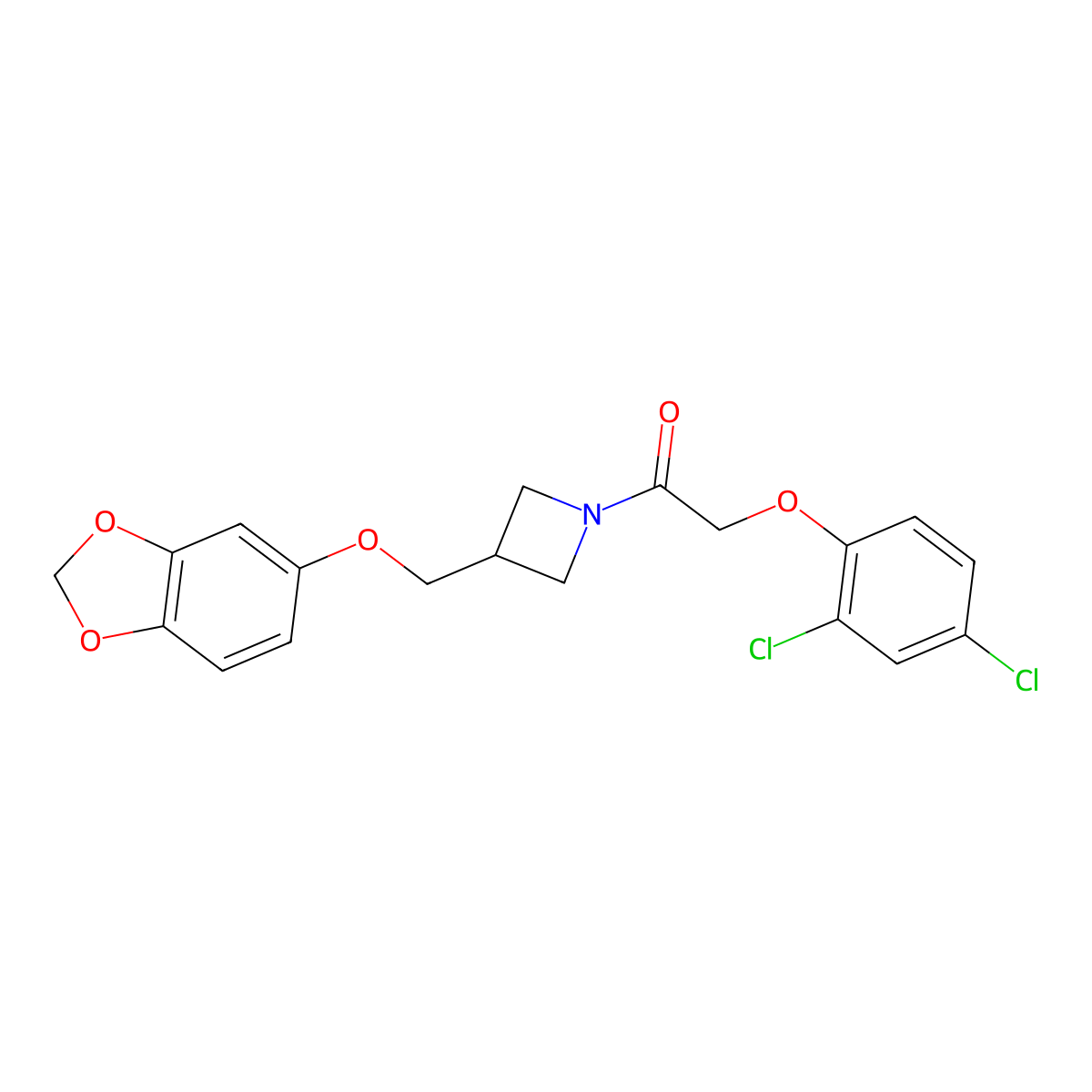 1-(3-((Benzo[d][1,3]dioxol-5-yloxy)methyl)azetidin-1-yl)-2-(2,4-dichlorophenoxy)ethanone molecular structure, CAS 2034502-46-8