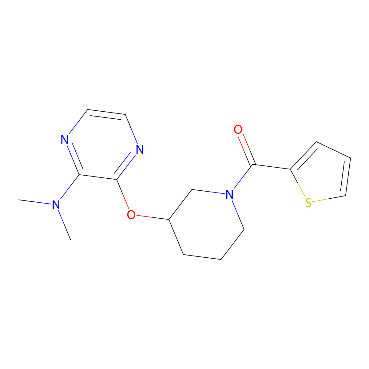 (3-((3-(Dimethylamino)pyrazin-2-yl)oxy)piperidin-1-yl)(thiophen-2-yl)methanone molecular structure, CAS 2034502-51-5
