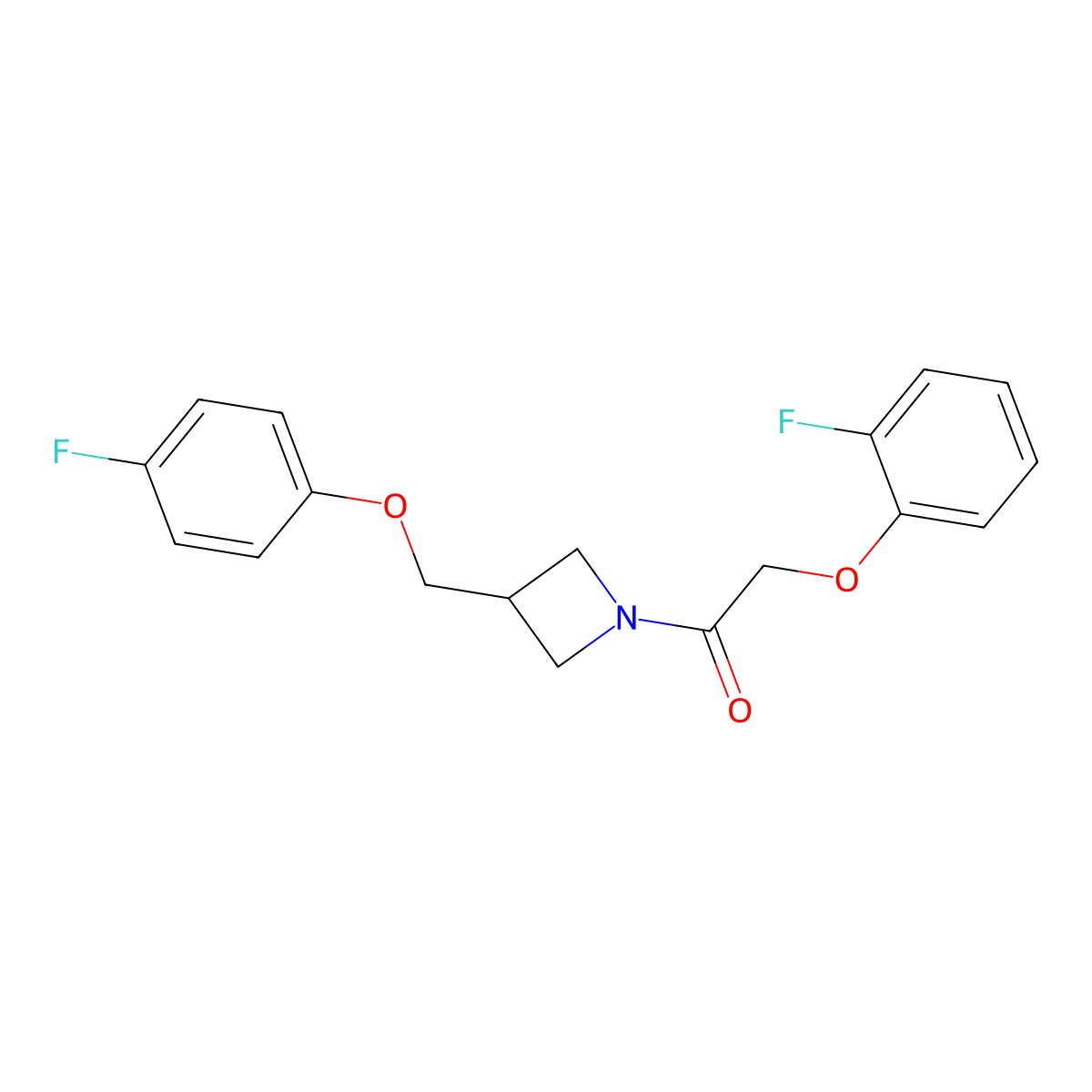 2-(2-Fluorophenoxy)-1-(3-((4-fluorophenoxy)methyl)azetidin-1-yl)ethanone molecular structure, CAS 2034502-53-7