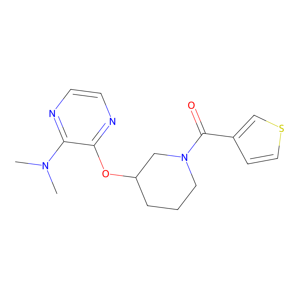 (3-((3-(Dimethylamino)pyrazin-2-yl)oxy)piperidin-1-yl)(thiophen-3-yl)methanone molecular structure, CAS 2034502-66-2