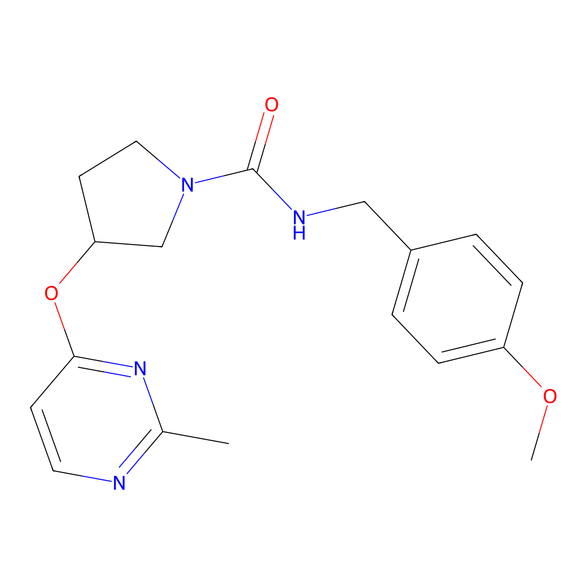 N-[(4-methoxyphenyl)methyl]-3-[(2-methylpyrimidin-4-yl)oxy]pyrrolidine-1-carboxamide molecular structure, CAS 2034502-68-4