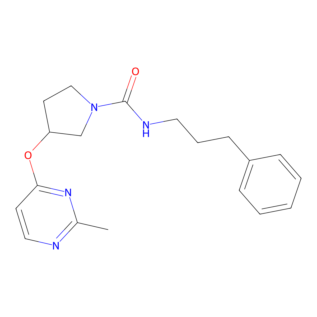 3-[(2-methylpyrimidin-4-yl)oxy]-N-(3-phenylpropyl)pyrrolidine-1-carboxamide molecular structure, CAS 2034502-73-1