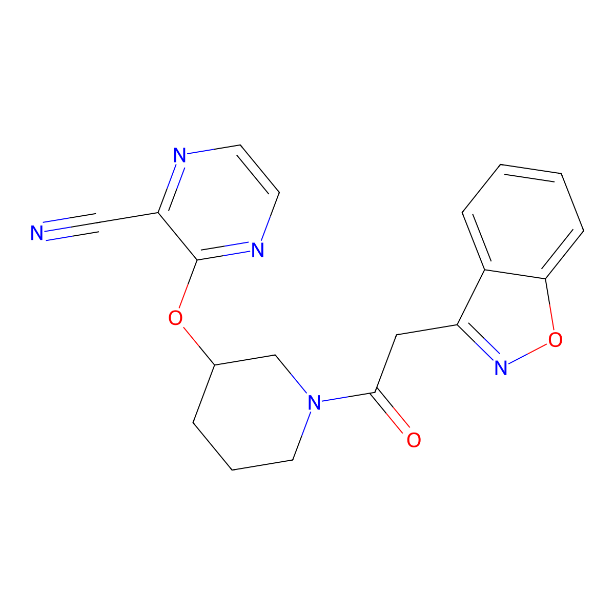 3-((1-(2-(Benzo[d]isoxazol-3-yl)acetyl)piperidin-3-yl)oxy)pyrazine-2-carbonitrile molecular structure, CAS 2034502-75-3
