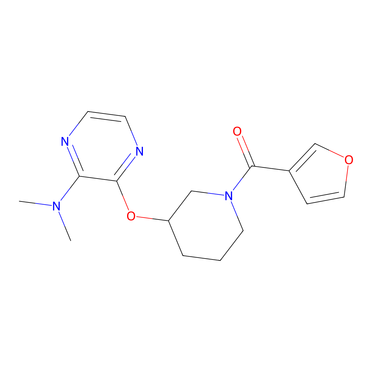 (3-((3-(Dimethylamino)pyrazin-2-yl)oxy)piperidin-1-yl)(furan-3-yl)methanone molecular structure, CAS 2034502-76-4
