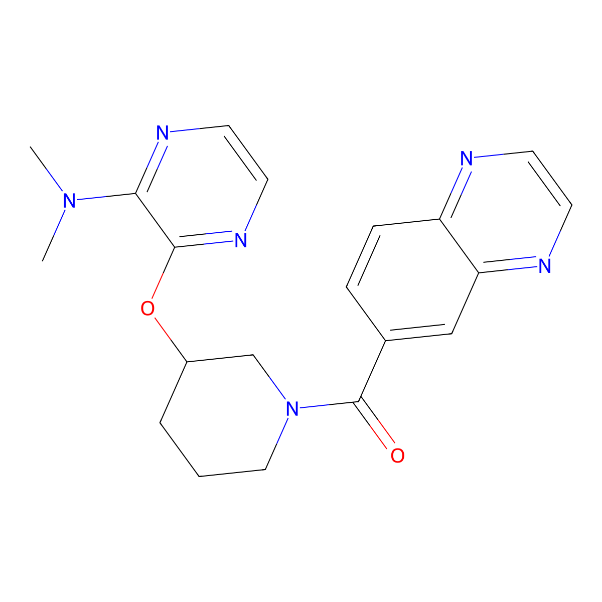 (3-((3-(Dimethylamino)pyrazin-2-yl)oxy)piperidin-1-yl)(quinoxalin-6-yl)methanone molecular structure, CAS 2034502-80-0