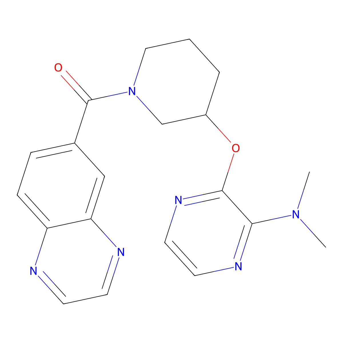 (3-((3-(Dimethylamino)pyrazin-2-yl)oxy)piperidin-1-yl)(quinoxalin-6-yl)methanone molecular structure, CAS 2034502-80-0