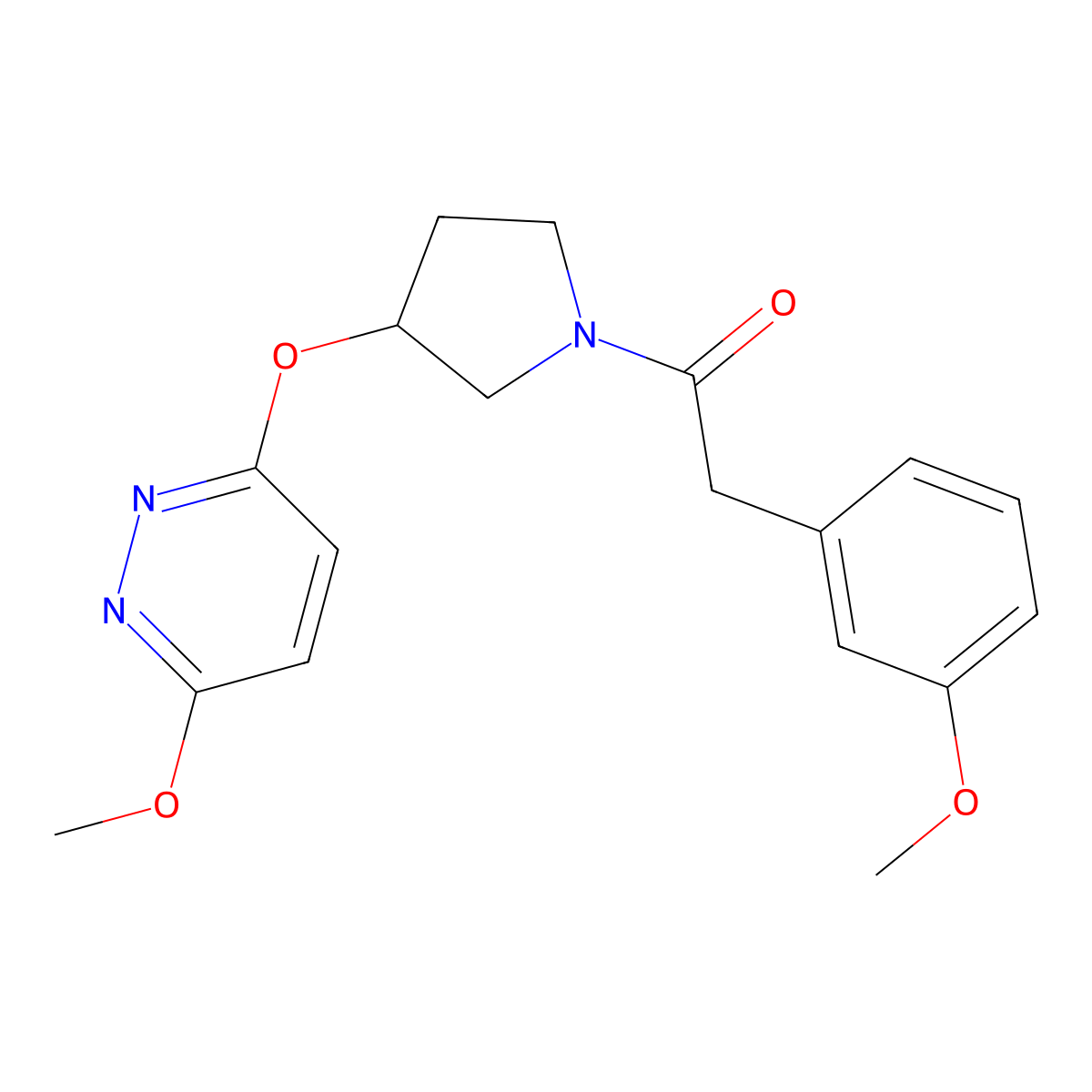 2-(3-Methoxyphenyl)-1-(3-((6-methoxypyridazin-3-yl)oxy)pyrrolidin-1-yl)ethanone molecular structure, CAS 2034502-82-2