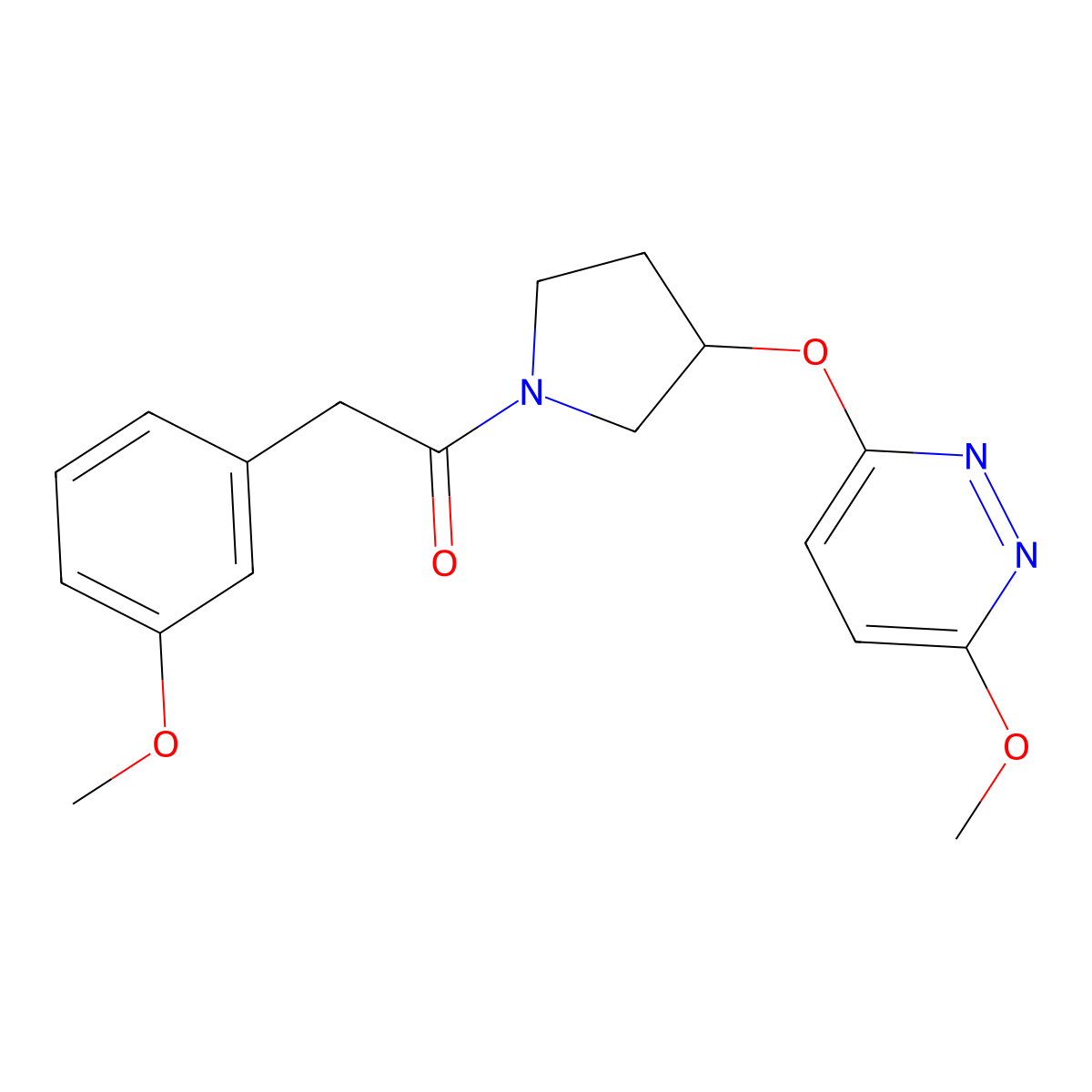 2-(3-Methoxyphenyl)-1-(3-((6-methoxypyridazin-3-yl)oxy)pyrrolidin-1-yl)ethanone molecular structure, CAS 2034502-82-2